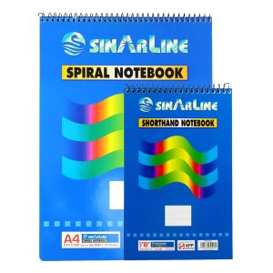 Sinarline Spiral Pad, top spiral, line ruled, 56gsm, 70sheets/pad, Assorted Sizes - A5