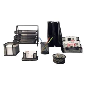 Deluxe Metal Mesh Desktop Set of 8, Black