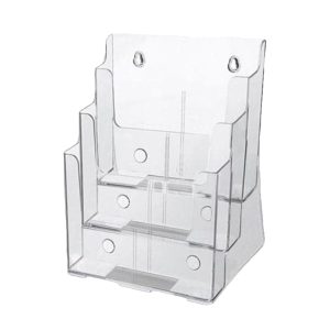 Acrylic Brochure Holder Table/Wall Mount, 3 Tier, A4 210 x 297 mm