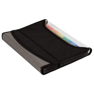 dufco Expanding File A4 with elastic fastener, soft touch nylon, 13 pockets, Anthracite/Black