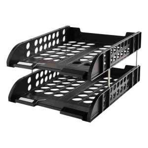 deli 2 Tier Plastic Document Tray Black - 9216BK