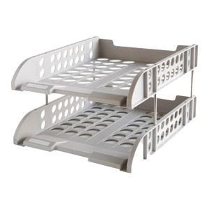 deli 2 Tier Plastic Document Tray Grey - 9216GY