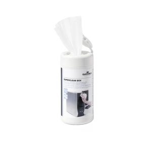 Durable SUPERCLEAN BOX Moist Cleaning Wipes for plastic surfaces, 100/tub