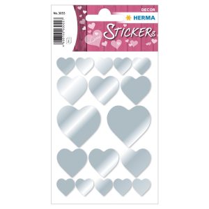 Herma Decor Stickers HEARTS, 2 sheets/pack, Silver