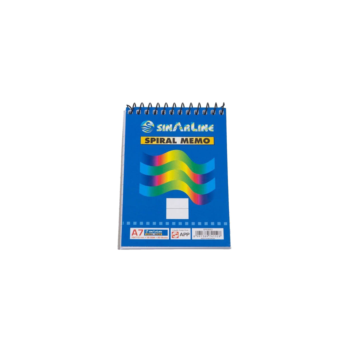 Sinarline Spiral Pad A7, top spiral, line ruled, 60gsm, 50sheets/pad