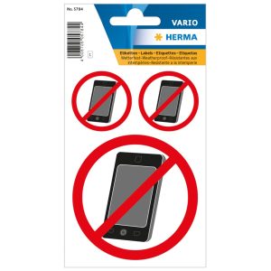 Herma Vario Sticker Sign, NO MOBILE, weatherproof film, 3/pack