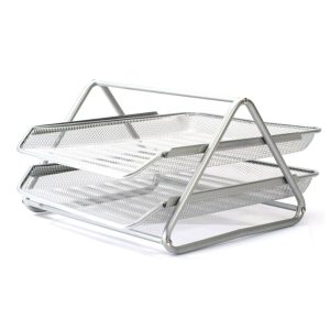 Partner Metal Mesh 2 Tier Document Tray, Silver