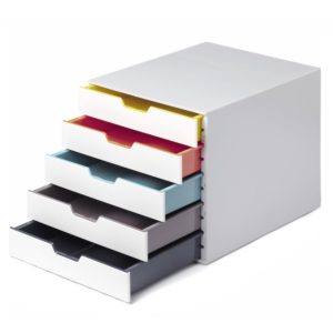 Durable Varicolor MIX 5 - File Cabinet with 5 Colourful Drawers, White/Light Grey