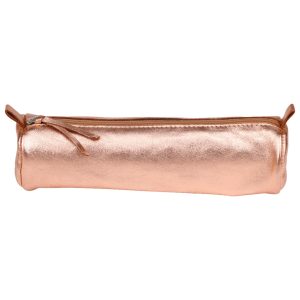 Clairefontaine Leather Round Pencil Case, Gold