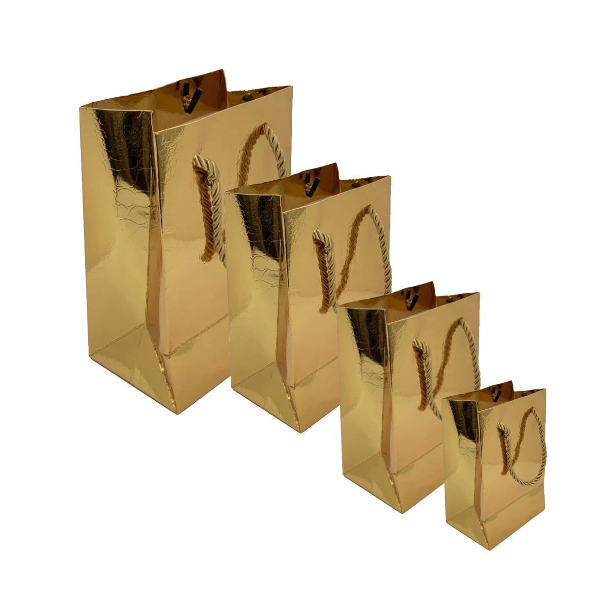Paper Gift Bag, Croco Glossy, Gold - XLarge-Horizontal