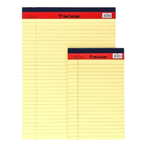 Sinarline Legal Pad, line ruled, 56gsm, 50sheets/pad, Yellow, Assorted Sizes - A5