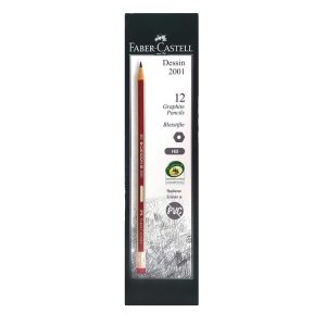Faber Castell Dessin 2001 Graphite HB Pencil with Eraser Tip, 12/box