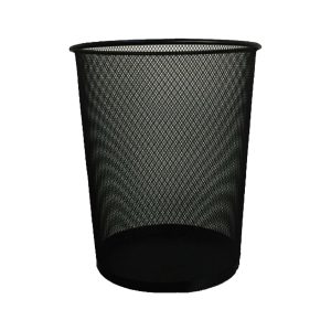 Deluxe Metal Mesh Waste Basket, Round, Assorted Sizes, Black - Medium