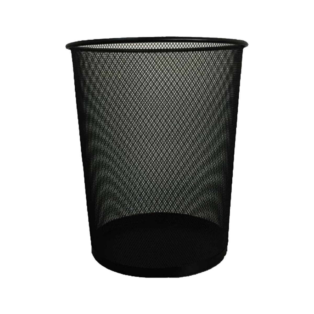 Deluxe Metal Mesh Waste Basket, Round, Assorted Sizes, Black - Medium