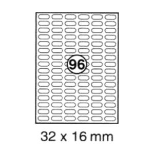 xel-lent 96 labels/sheet, rounded corners, 32 x 16 mm, 100sheets/pack, White