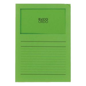Elco Ordo Classico, L Paper Folder with Window, 5/pack, Green