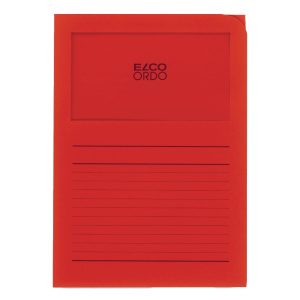 Elco Ordo Classico, L Paper Folder with Window, 5/pack, Red