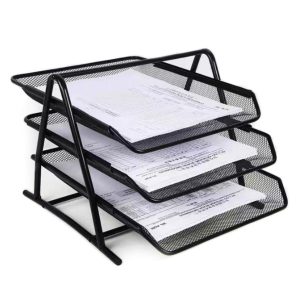Partner Metal Mesh 3 Tier Document Tray, Black