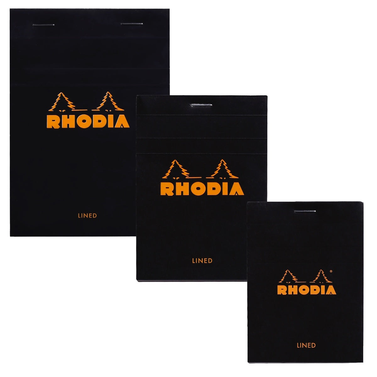 RHODIA Notepad, Lined, 80gsm, 80/pages, Black, Assorted Sizes - A6