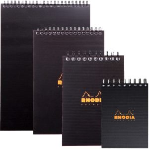 RHODIA Spiral Notepad, Graph Ruled, 80gsm, 80/pages, Black, Assorted Sizes - A4