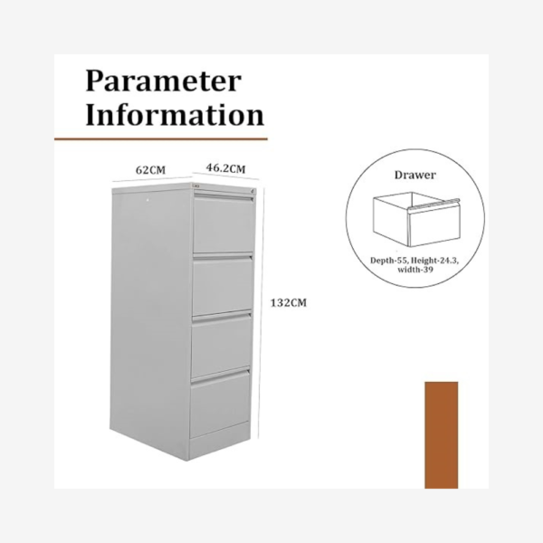 Filing Cabinet with 4 Drawers Heavy-Duty Metal - Image 2