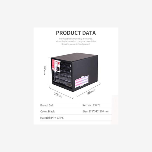 Deli 9775, Document Cabinet 5 Drawers, Black - Image 2