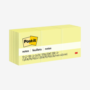 Post-it® Notes 653AN 34.9mm X 47.6mm Yellow (12Pads)