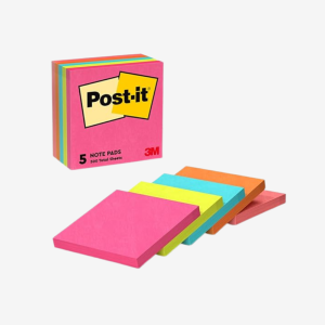 Post it Pad 3X3in 3M 654-5PK Mix (5Pads)