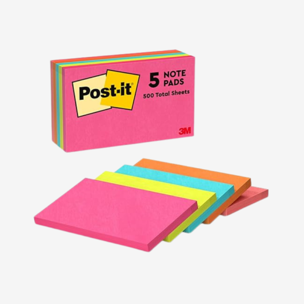 Post-it® Notes 655-5PK 76mm X 127mm Mix (5Pads)