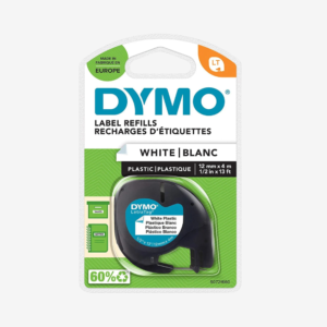 Dymo Letra Tag Tape 12mmX4m Plastic White LT