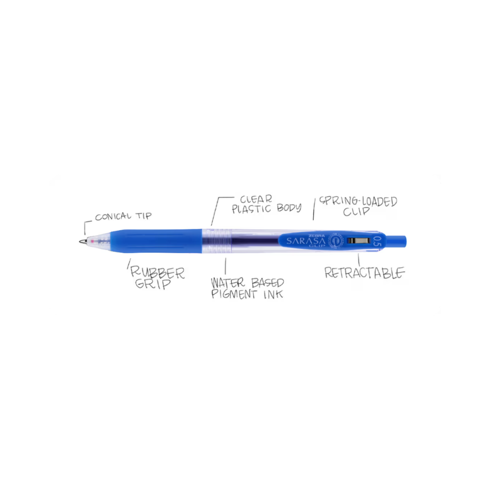 Zebra Sarasa Clip Pen (0.7) Blue (JJB15-BL) PK10pcs - Image 4