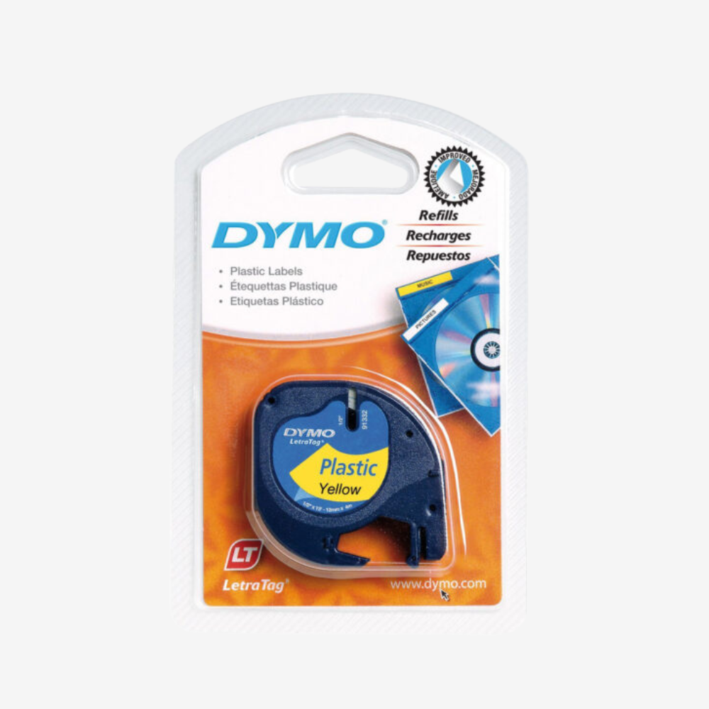 Dymo Letra Tag Tape 12mmx4m Plastic – Yellow