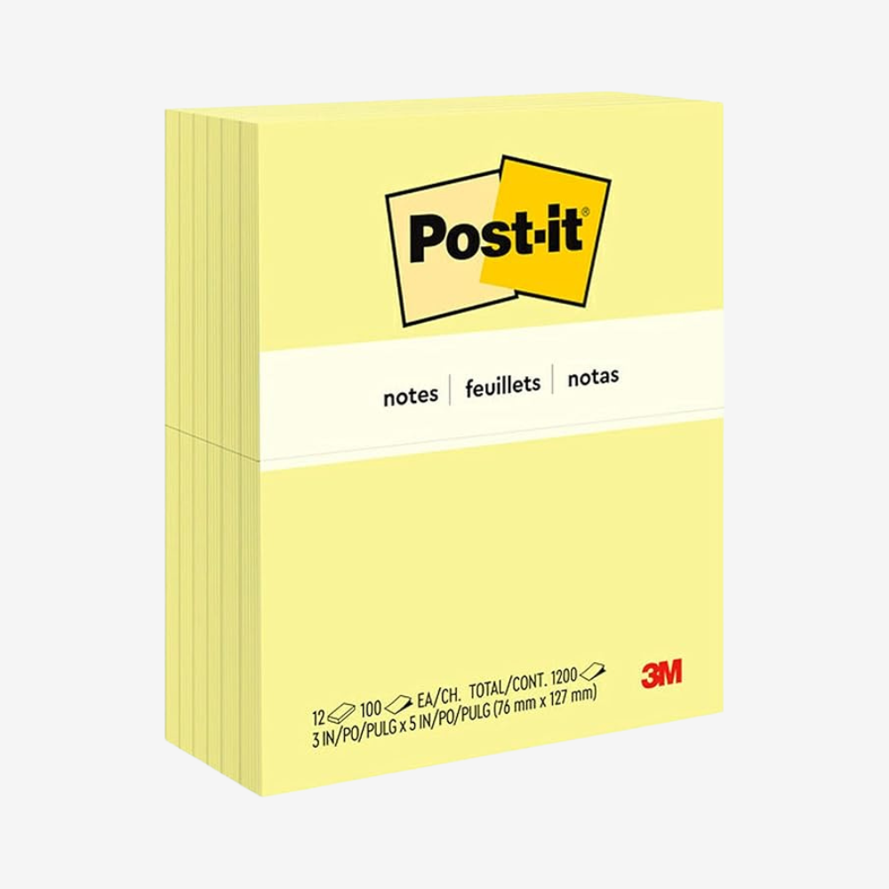 Post it Pad 3X5in 3M 655 Yellow (12Pads)