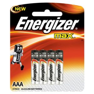 Energizer E92BP4 Max Alkaline AAA Batteries, Pack of 4