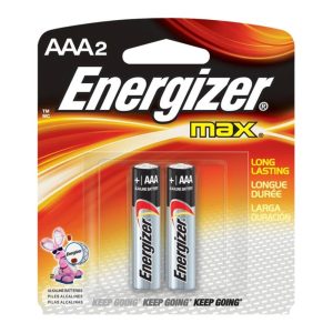 Energizer E92BP2 Max Alkaline AAA Batteries, Pack of 2
