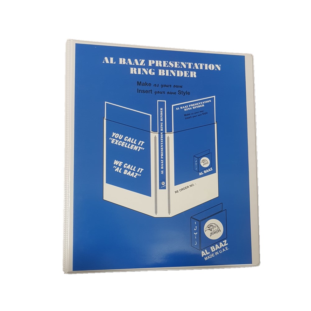 Al Baaz Ring Binder AB201, 2 Rings 1/2" Inch Spine Width White