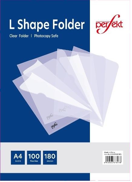 Perfekt L Shape Folder A4 180micron PACK/100