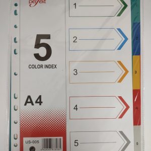 Perfekt US-005 Divider 5 Colored Plastic A4 - with Number
