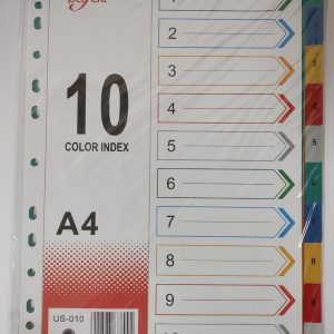 Perfekt US-010 Divider 10 Colored Plastic A4 - with Number