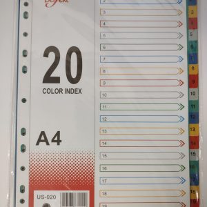 Perfekt US-020 Divider 20 Colored Plastic A4 - with Number