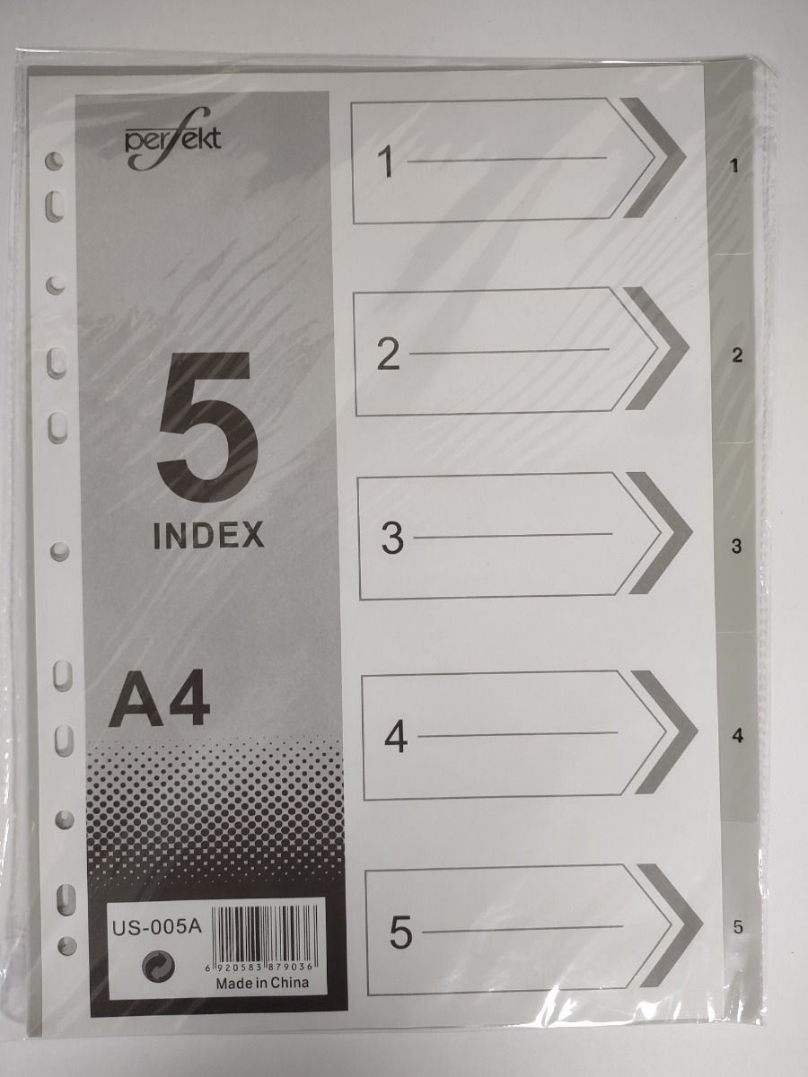 Perfekt US-005A 1-5 Divider A4 Plastic Grey