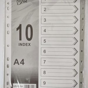 Perfekt US-010A 1-10 Divider A4 Plastic Grey