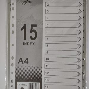 Perfekt US-015A 1-15 Divider A4 Plastic Grey