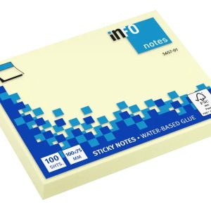 inFO 5657-01 Sticky Notes 100x75mm (4x3) Yellow Pad