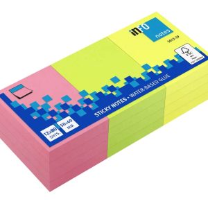 inFO 5653-39 Brilliant Sticky Notes 50x40mm 12pads (3 Colors)