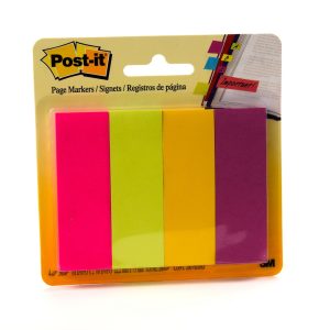 3M Post-it Page Marker 671-4AU, 7/8 in x 2 7/8 in x (22.2 mm x 73 mm) Assorted Colors