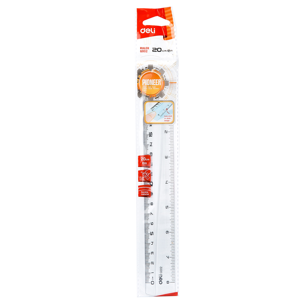 deli EG00212-Plastic Ruler 20 cm Transparent