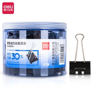 deli 8562S Binder Clips, Black binder clip 41mm，24pcs/tube