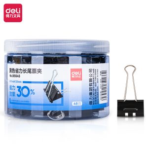 deli 8564S Binder Clips, Black binder clip 25mm，48pcs/tube