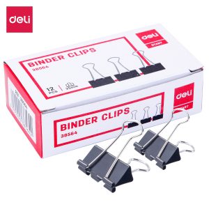 deli E38564 Effortless Binder Clip, 25mm, Black